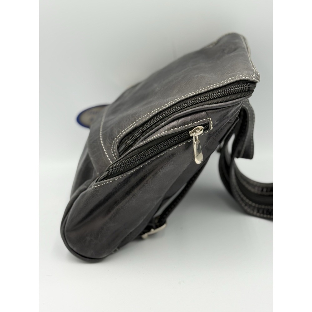 David King Boston Leather Back Pack Shoulder Bag Black Style 3363 Pockets NWT - Picture 7 of 14
